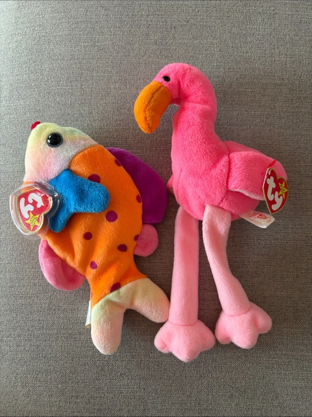 Ty Beanie Babies: Lips and Pinky. Like new with all tags.